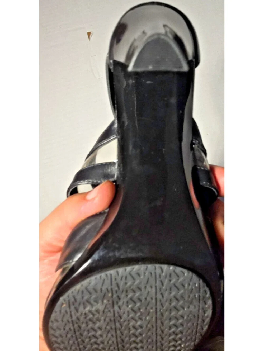 Michael Kors Berkley Zip Front Leather Upper Cage Heels Womens 10 Black Patent